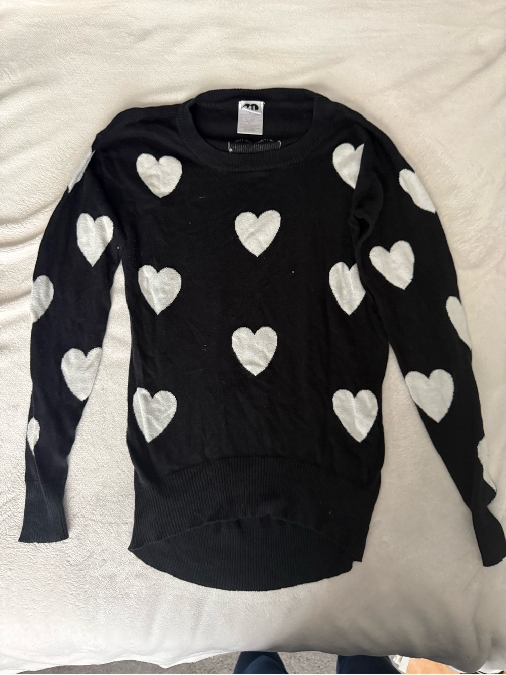 Black Heart-Print Sweater - Women
